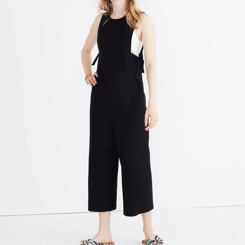 Madewell Texture & Thread Side Tie Ribbed Jumpsuit Black Small J2891